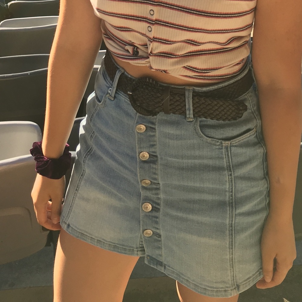 Denim Button Up Mini Skirt